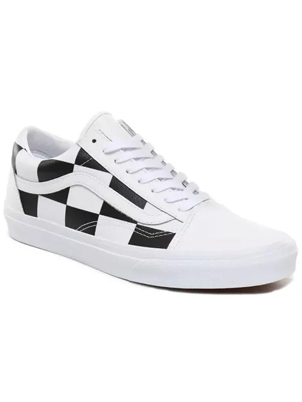 Кроссовки old skool 'leather check' Vans — изображение 3 из 4, черный/белый