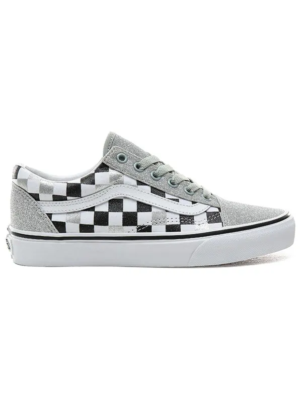 Кроссовки old skool 'glitter checkerboard' Vans — изображение 2 из 4, серебристый/черный/белый