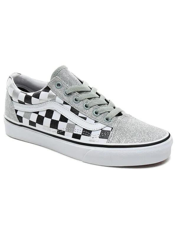 Кроссовки old skool 'glitter checkerboard' Vans — изображение 3 из 4, серебристый/черный/белый