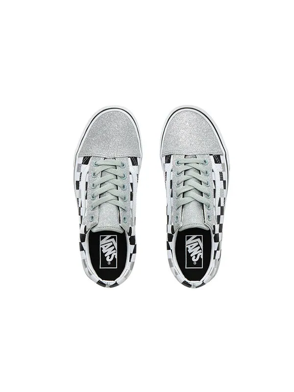 Кроссовки old skool 'glitter checkerboard' Vans — изображение 4 из 4, серебристый/черный/белый