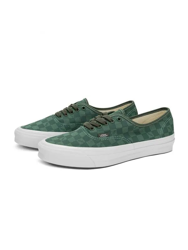 Кроссовки og authentic lx 'checkerboard olive' Vans — изображение 2 из 4, оливковый