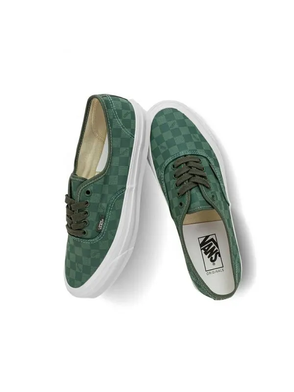 Кроссовки og authentic lx 'checkerboard olive' Vans — изображение 3 из 4, оливковый