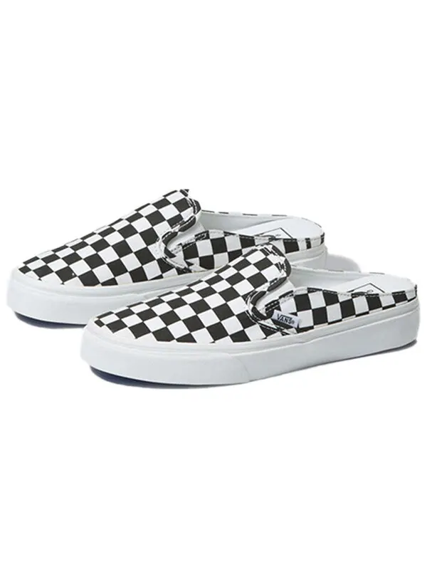 Кроссовки classic slip-on plaid white/black Vans — изображение 3 из 4, черный