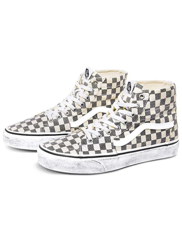 Кроссовки sk8-hi tapered grey/white washed checkboard Vans — изображение 3 из 4, серый/белый
