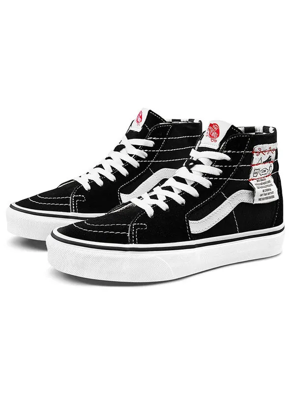 Кроссовки ua sk8-hi tapered high top casual canvas skate shoes diy black Vans — изображение 2 из 4, черный