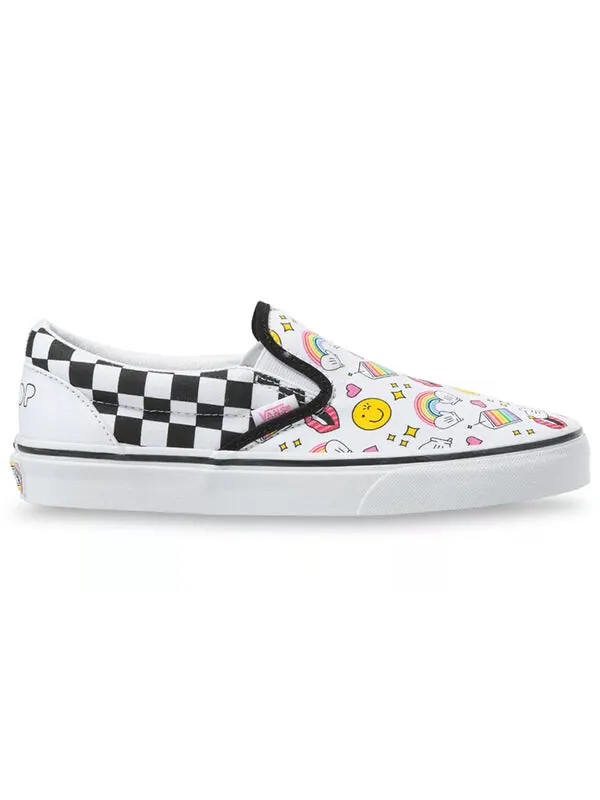 Кроссовки flour shop x classic slip-on 'icons checkerboard' Vans — изображение 2 из 4, белый/черный