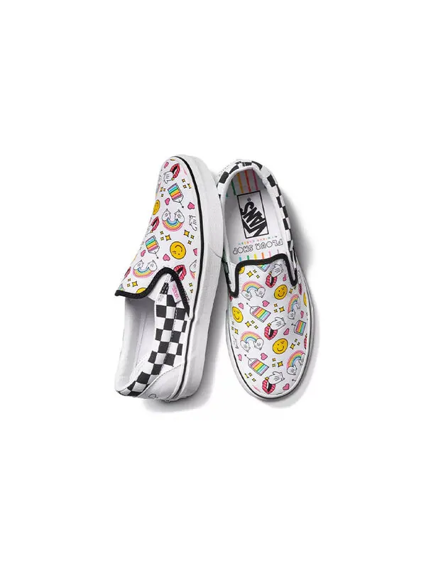 Кроссовки flour shop x classic slip-on 'icons checkerboard' Vans — изображение 3 из 4, белый/черный