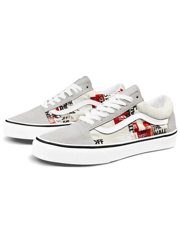 Кроссовки old skool 'packing tape - blanc de blanc' Vans — изображение 2 из 4, серый белый красный