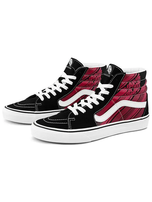 Кроссовки sk8-hi retro casual skate shoes black red Vans — изображение 2 из 4, черный/красный
