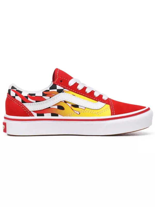 Кроссовки comfycush old skool kids checkerboard red Vans — изображение 2 из 4, красный/черный/белый