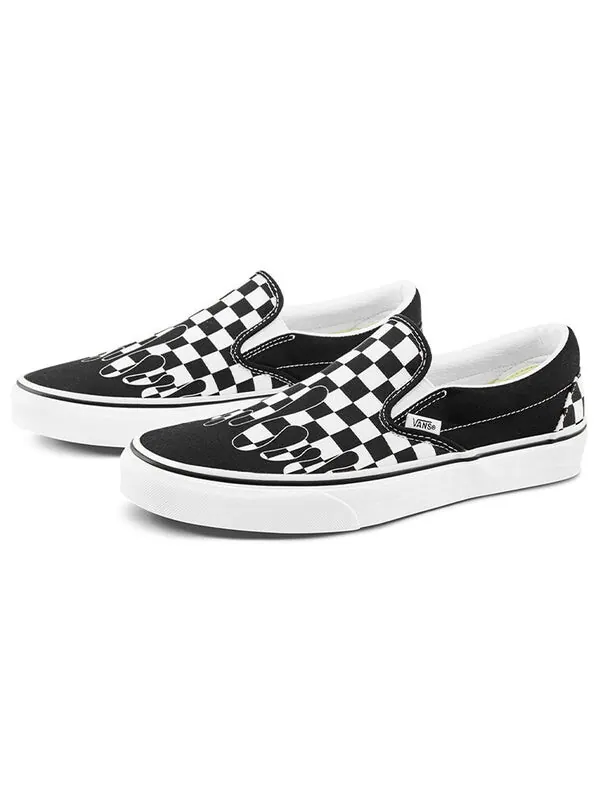 Кроссовки classic slip-on 'paint drip checkerboard' Vans — изображение 2 из 4, черный / белый