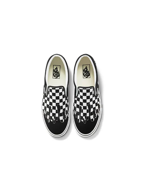 Кроссовки classic slip-on 'paint drip checkerboard' Vans — изображение 3 из 4, черный / белый