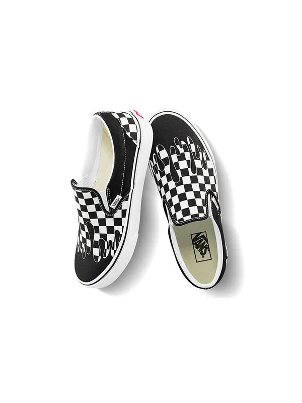 Кроссовки classic slip-on 'paint drip checkerboard' Vans — изображение 4 из 4, черный / белый