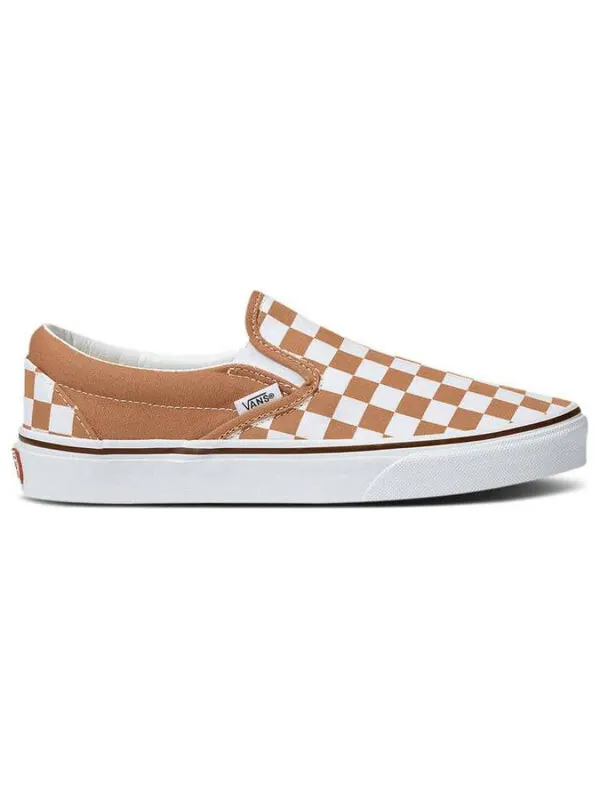 Кроссовки classic slip-on color theory checkerboard shoes 'tan white' Vans — изображение 3 из 3, бежевый/белый