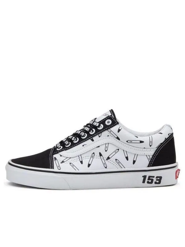 Кроссовки old skool pen 'black white' Vans — изображение 1 из 4, черный/белый