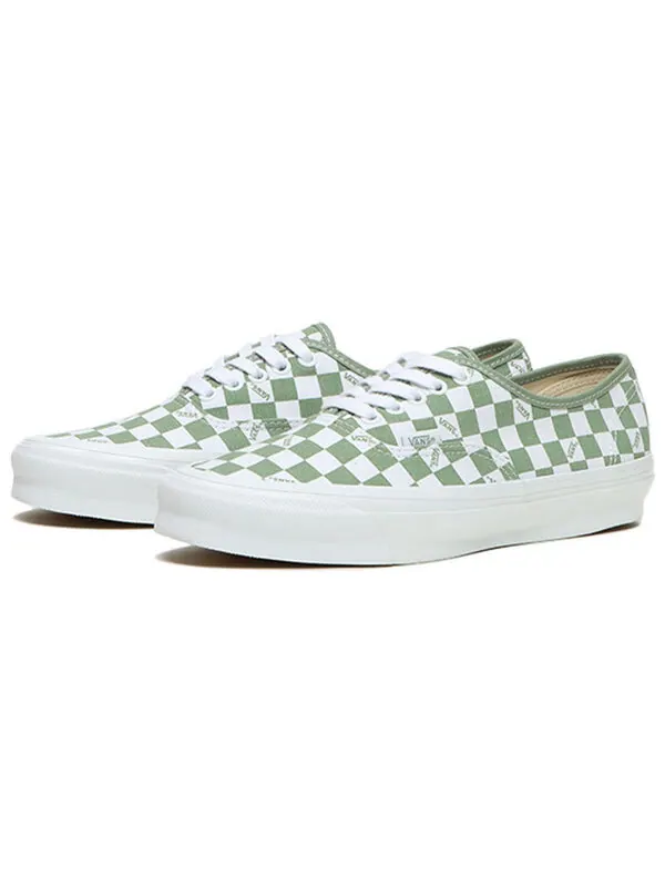 Кроссовки og authentic lx 'checkerboard - loden' Vans — изображение 2 из 4, зеленый/белый