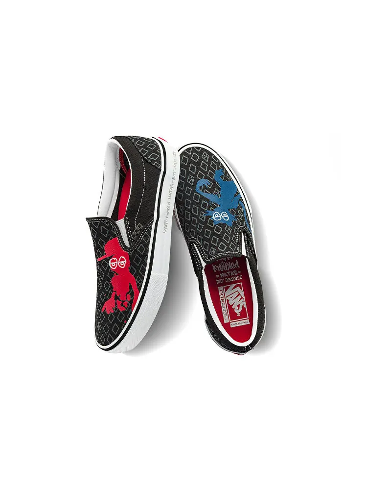 Кеды Vans Krooked x Skate Slip-On 'Natas For Ray Barbee' — изображение 4 из 5, красный