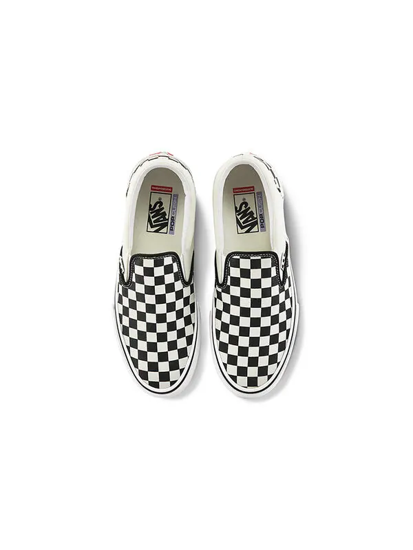 Кроссовки skate slip-on 'checkerboard - black white' Vans — изображение 3 из 4, черный / белый