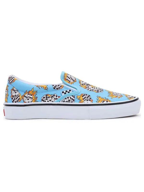 Кроссовки skate slip-on 'blue flame dice' Vans — изображение 2 из 4, синий/белый