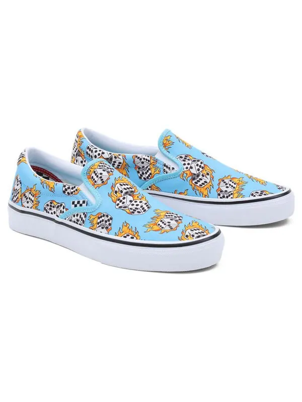 Кроссовки skate slip-on 'blue flame dice' Vans — изображение 3 из 4, синий/белый
