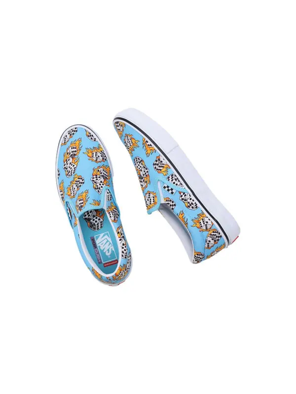 Кроссовки skate slip-on 'blue flame dice' Vans — изображение 4 из 4, синий/белый