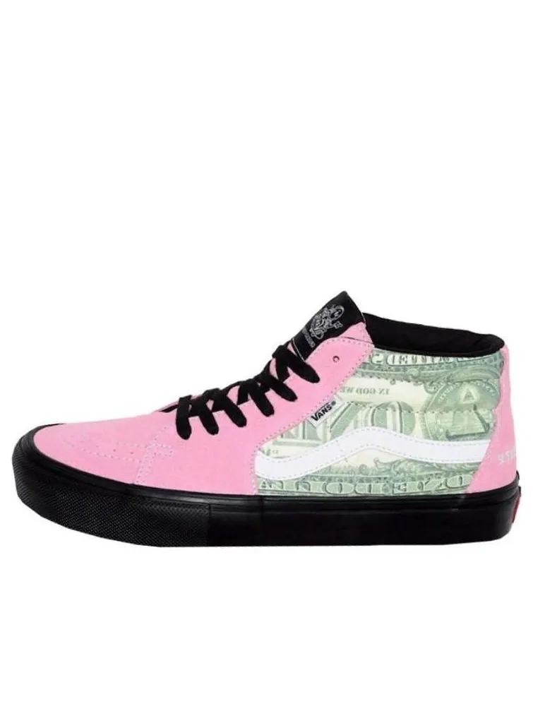 Кроссовки Vans x Supreme Skate Grosso Mid 'Dollar Bill Pink' — изображение 1 из 2, розовый