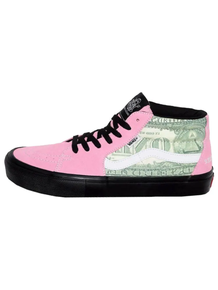 Кроссовки Vans x Supreme Skate Grosso Mid 'Dollar Bill Pink' — изображение 2 из 2, розовый