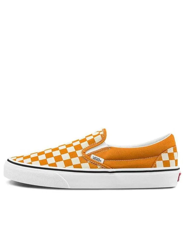 Кроссовки checkerboard classic slip-on sneakers yellow/white Vans — изображение 1 из 4, желтый/белый