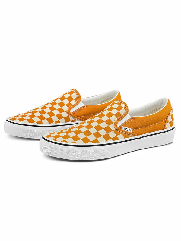 Кроссовки checkerboard classic slip-on sneakers yellow/white Vans — изображение 2 из 4, желтый/белый