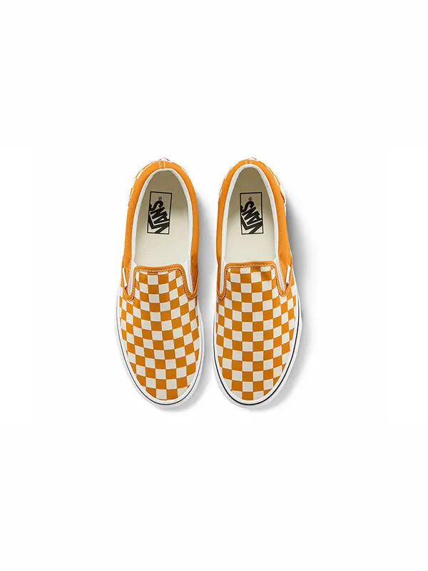 Кроссовки checkerboard classic slip-on sneakers yellow/white Vans — изображение 3 из 4, желтый/белый