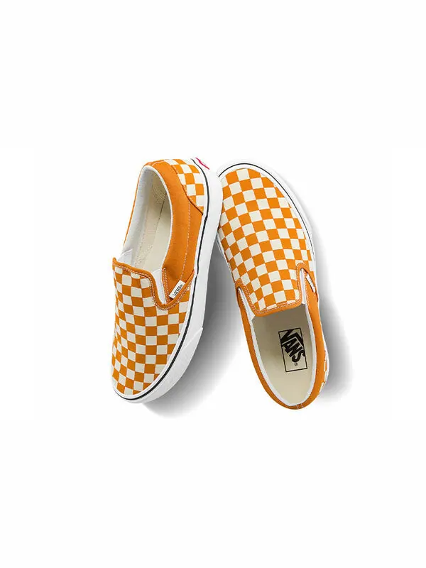 Кроссовки checkerboard classic slip-on sneakers yellow/white Vans — изображение 4 из 4, желтый/белый