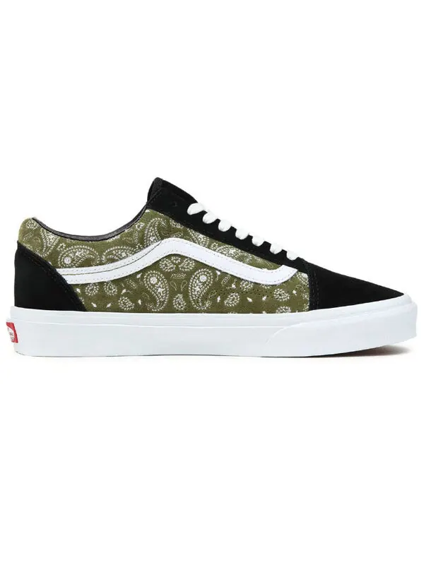 Кроссовки old skool 'paisley - black olive' Vans — изображение 2 из 4, черный/зеленый/белый