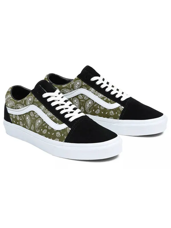 Кроссовки old skool 'paisley - black olive' Vans — изображение 3 из 4, черный/зеленый/белый