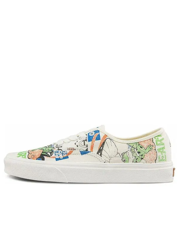 Кроссовки authentic low tops casual skateboarding shoes multi-color funny printing 'white black blue' Vans