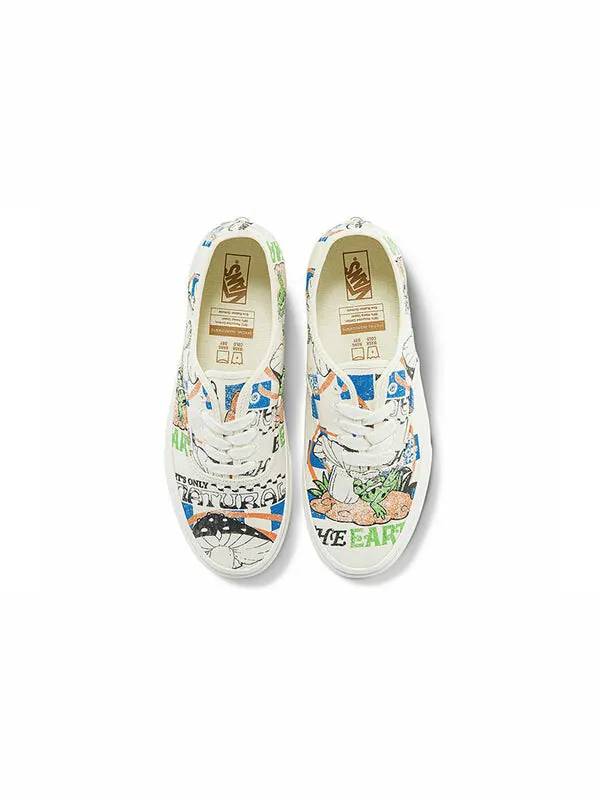Кроссовки authentic low tops casual skateboarding shoes multi-color funny printing 'white black blue' Vans