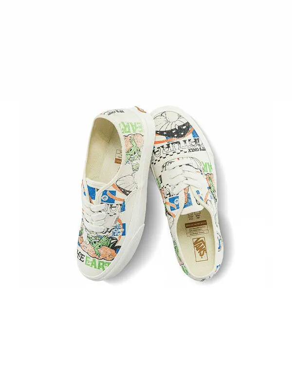 Кроссовки authentic low tops casual skateboarding shoes multi-color funny printing 'white black blue' Vans