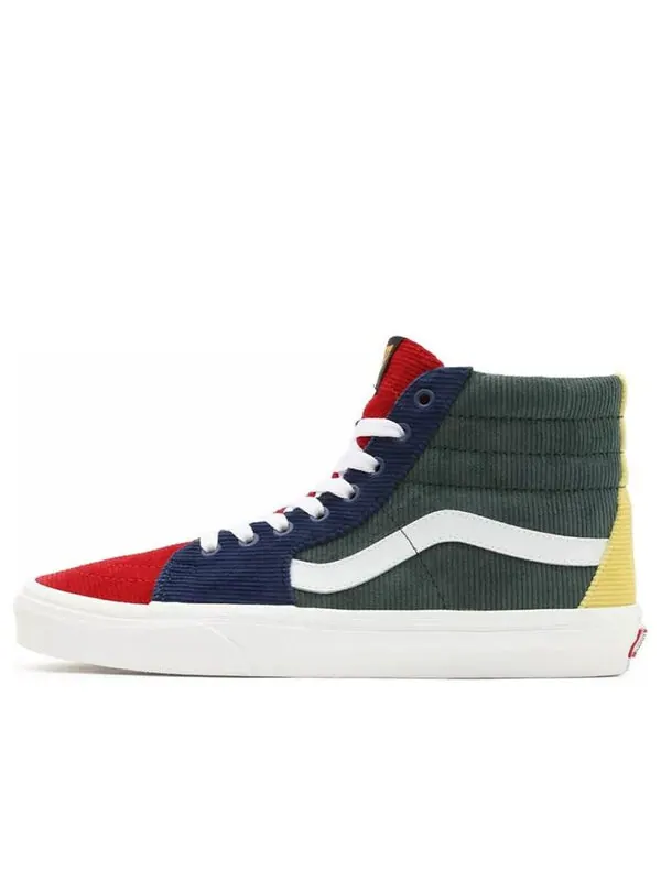 Кроссовки mixed corduroy sk8-hi high-top sneakers green/blue/red Vans — изображение 1 из 4