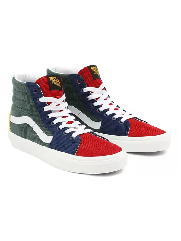 Кроссовки mixed corduroy sk8-hi high-top sneakers green/blue/red Vans — изображение 3 из 4