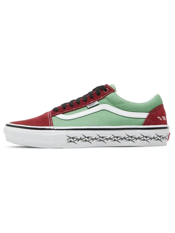 Кроссовки supreme x old skool 'barbed wire - green' Vans — изображение 2 из 4, красный/зеленый