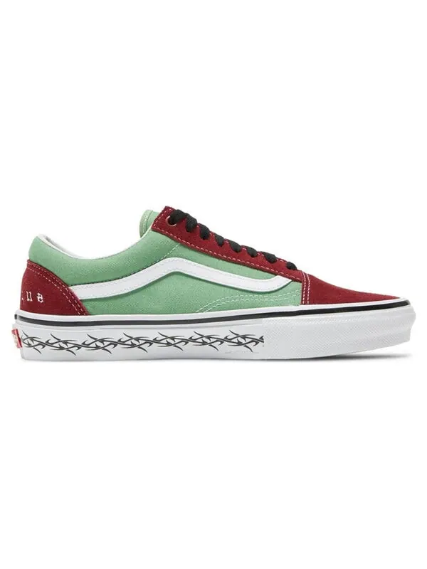 Кроссовки supreme x old skool 'barbed wire - green' Vans — изображение 3 из 4, красный/зеленый