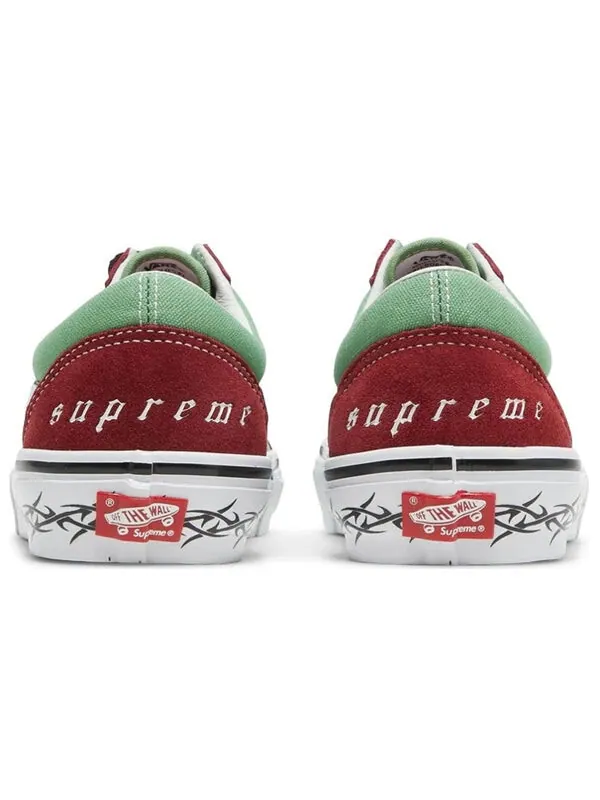 Кроссовки supreme x old skool 'barbed wire - green' Vans — изображение 4 из 4, красный/зеленый