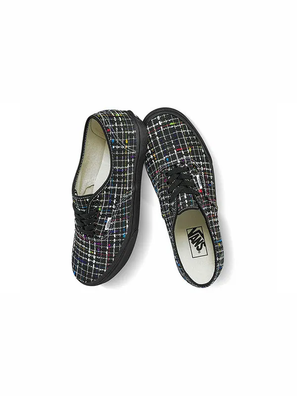Кроссовки authentic retro casual skate shoes black white grid printing Vans — изображение 4 из 4, черный/мульти