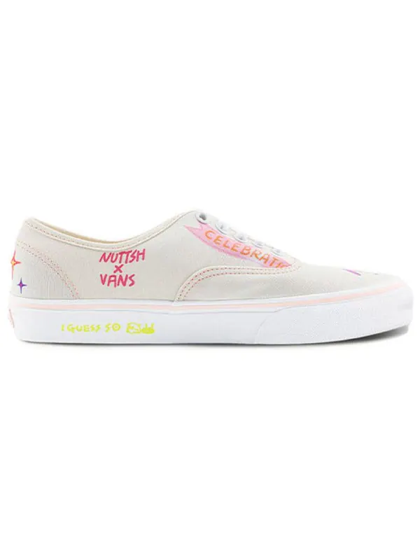 Кроссовки x nuttsh authentic otw 'white multi-color' Vans — изображение 2 из 4, белый/розовый