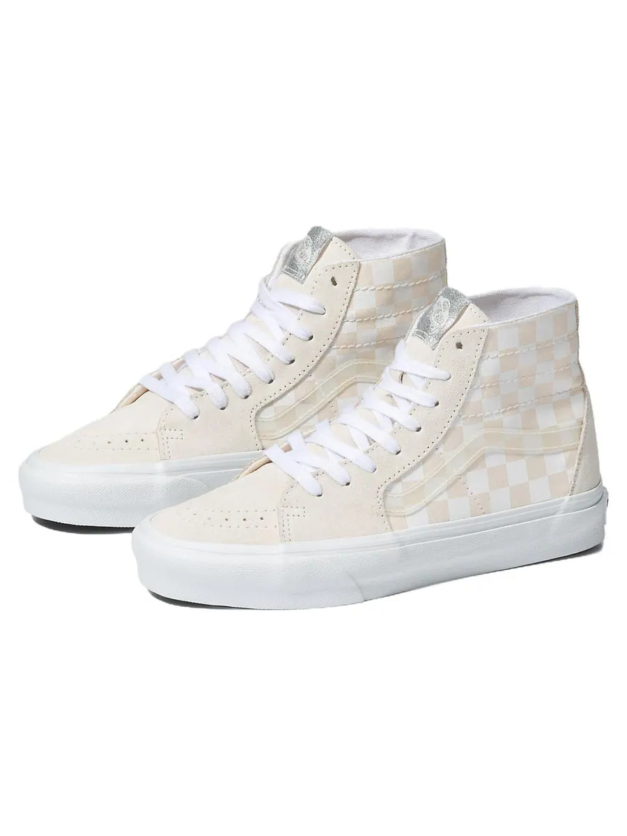 Кеды Vans Crystal Sidestripe Sk8-Hi Tapered Shoe 'White Checkerboard' — изображение 3 из 5, белый