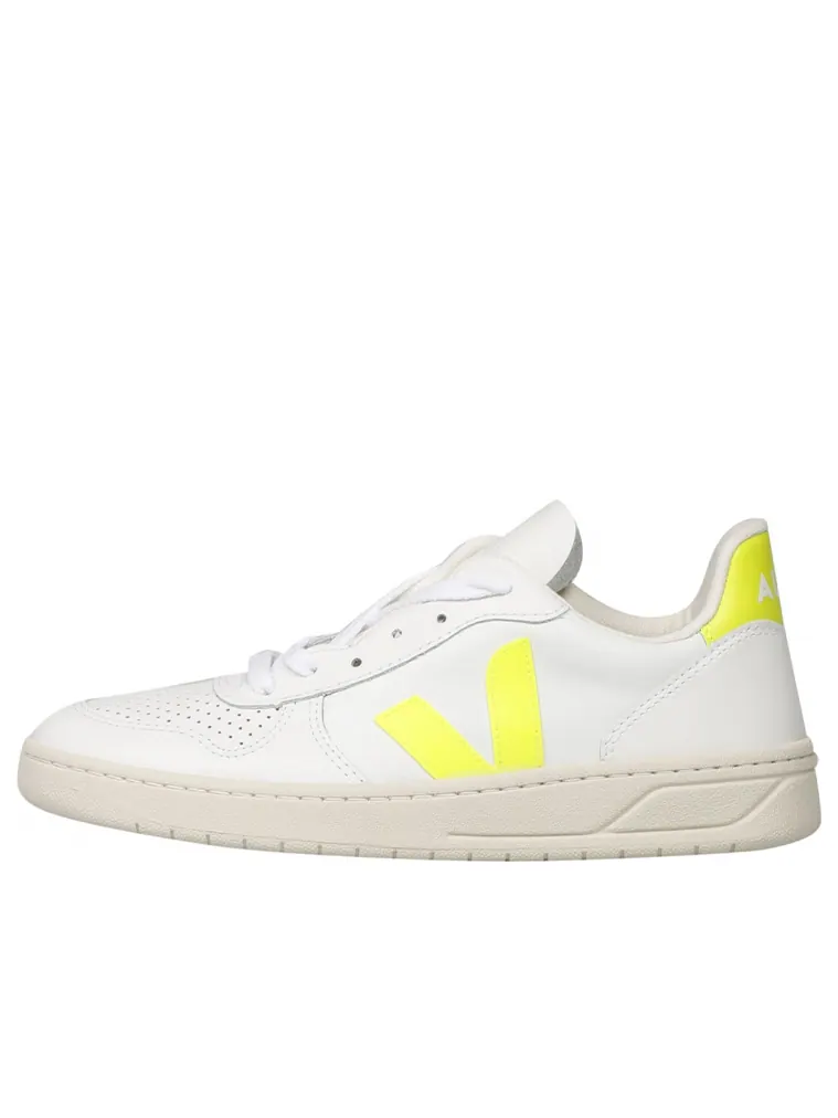 Кожа Veja V-10 'White Jaune Fluo' — изображение 1 из 3, белый