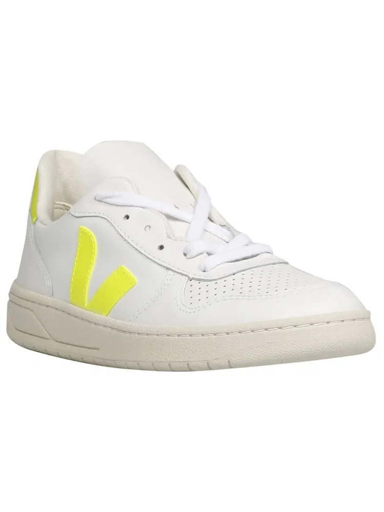 Кожа Veja V-10 'White Jaune Fluo' — изображение 2 из 3, белый