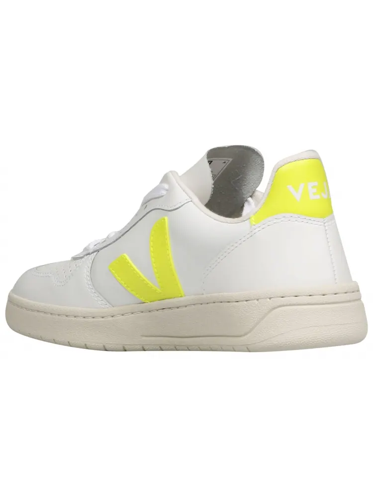 Кожа Veja V-10 'White Jaune Fluo' — изображение 3 из 3, белый