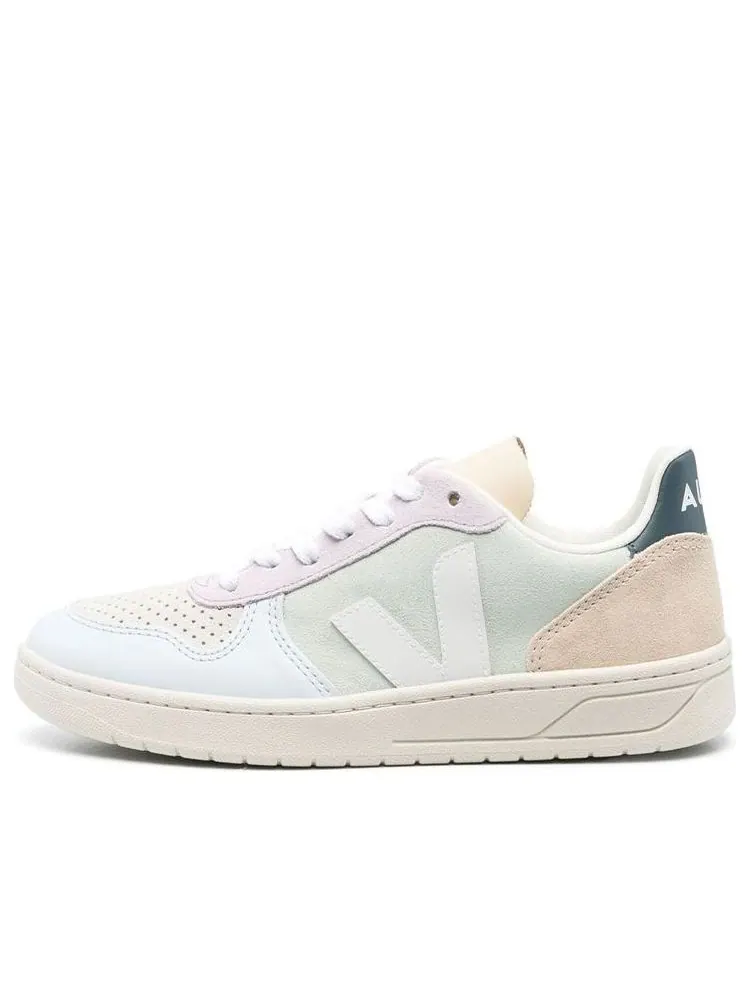 Кроссовки Veja V-10 Lace-Up Suede Sneakers 'Jade Pink' — изображение 1 из 5, белый