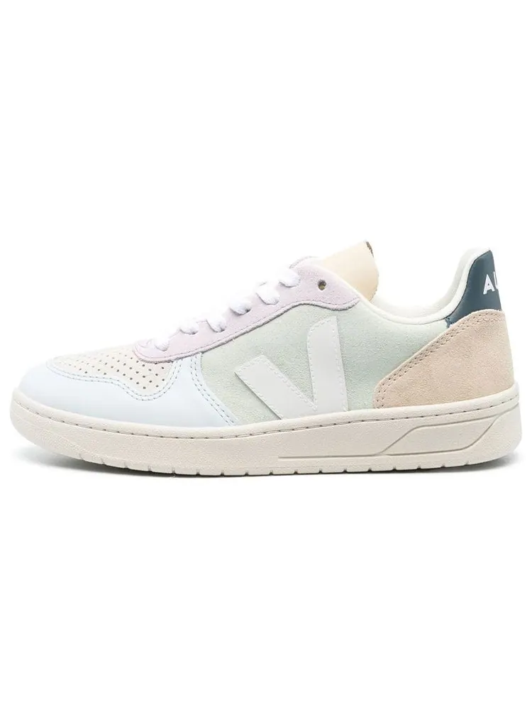 Кроссовки Veja V-10 Lace-Up Suede Sneakers 'Jade Pink' — изображение 2 из 5, белый