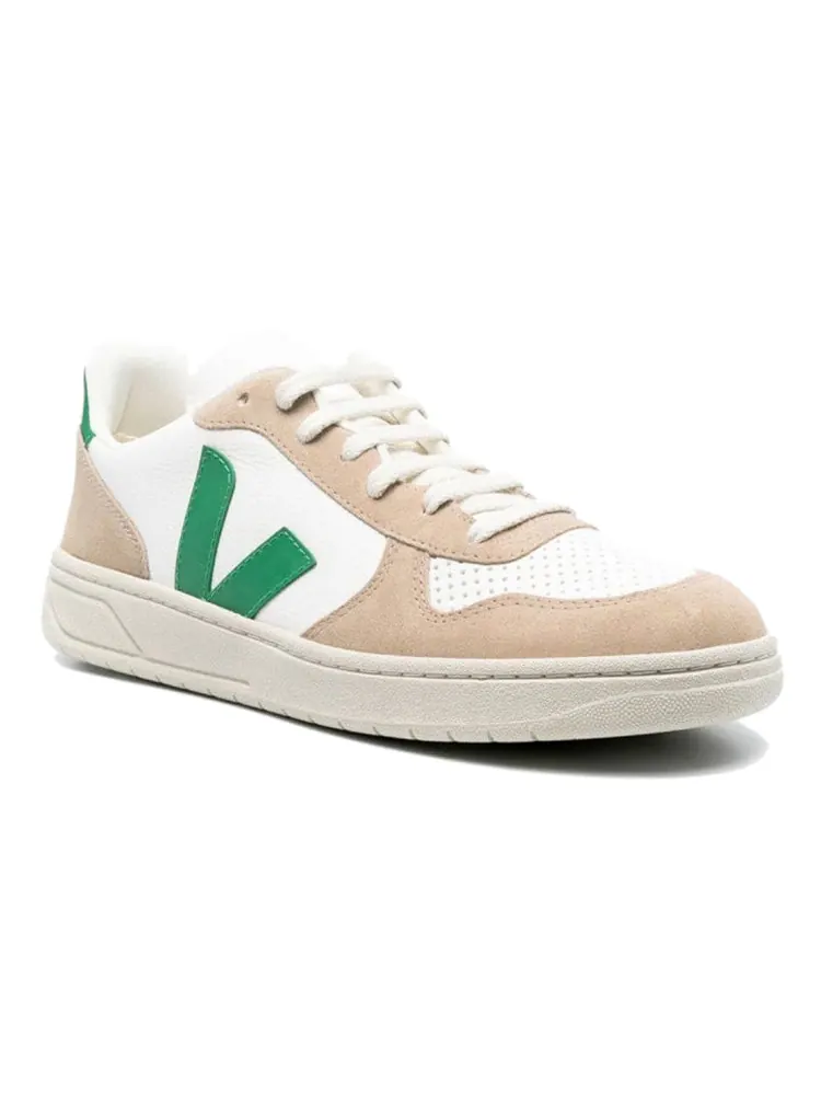 Кроссовки Veja V-10 Chromfree Low-Top Sneakers 'White Beige Green' — изображение 3 из 5, белый